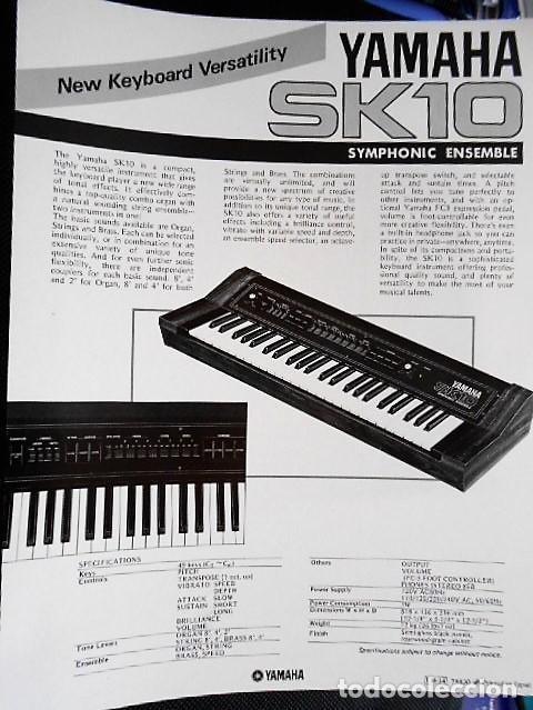 Catalogues de Musique: ANTIGUA PUBLICIDAD YAMAHA SK10. A&Ntilde;OS 80. EN INGLES