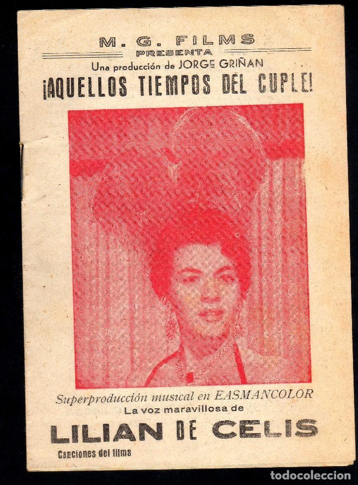 Catalogues de Musique: CANCIONERO ESTRENO PELICULA AQUELLOS TIEMPOS DEL CUPLE - LILIAN DE CELIS- CINE PERELLO MELILLA