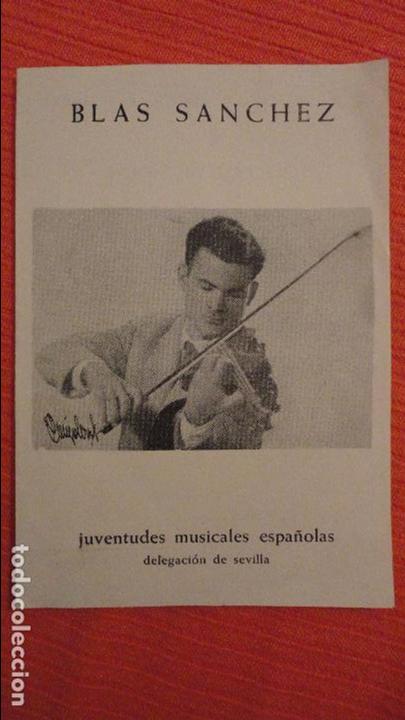 Cat&aacute;logos de M&uacute;sica: JUVENTUDES MUSICALES ESPA&Ntilde;OLAS.DELEGACION SEVILLA.BLAS SANCHEZ.RECITAL VIOLIN.IV CURSO.1958