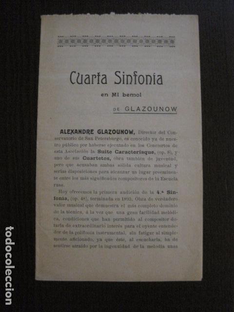 Catalogues de Musique: CUARTA SINFONIA- GLAZOUNOW  - CATALOGO -VER FOTOS -(V-12.496)