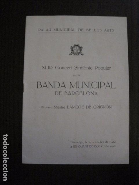 Catalogues de Musique: BANDA MUNICIPAL BARCELONA - A&Ntilde;O 1932 - CATALOGO -VER FOTOS -(V-12.498)
