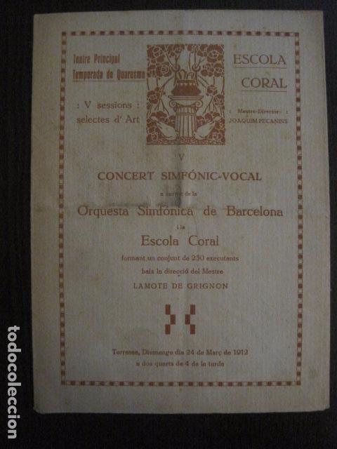 Catalogues de Musique: ESCOLA CORAL  - CATALOGO- A&Ntilde;O 1912 -VER FOTOS -(V-12.503)
