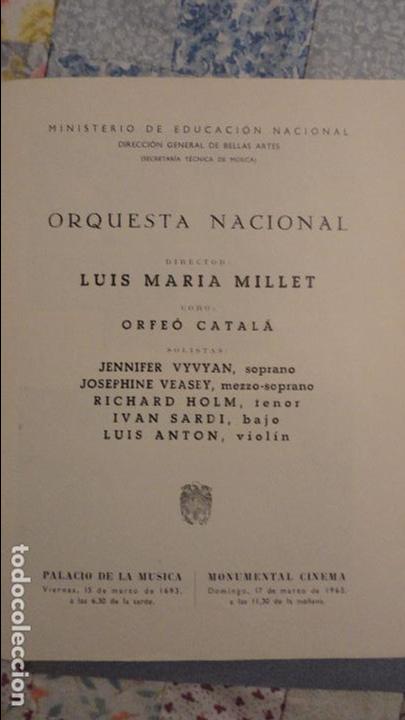 Catalogues de Musique: PROGRAMA.ORQUESTA NACIONAL.LUIS MARIA MILLET.JENNIFER VYVYAN.JOSEFINE VEASEY.IVAN SARDI.LUIS ANTON.