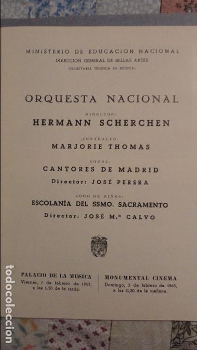 Catalogues de Musique: ORQUESTA NACIONAL.HERMANN SCHERCHEN.MARJORIE THOMAS.CANTORES MADRID.JOSE PERERA.1963