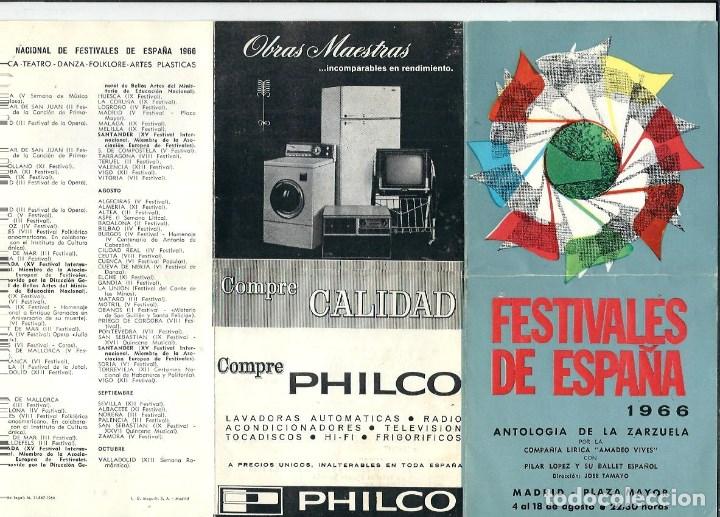 Catalogues de Musique: G180-  TRIPTICO -FESTIVALES DE ESPA&Ntilde;A 1966 -ANTOLOGIA DE LA ZARZUELA. Programa  de Madrid