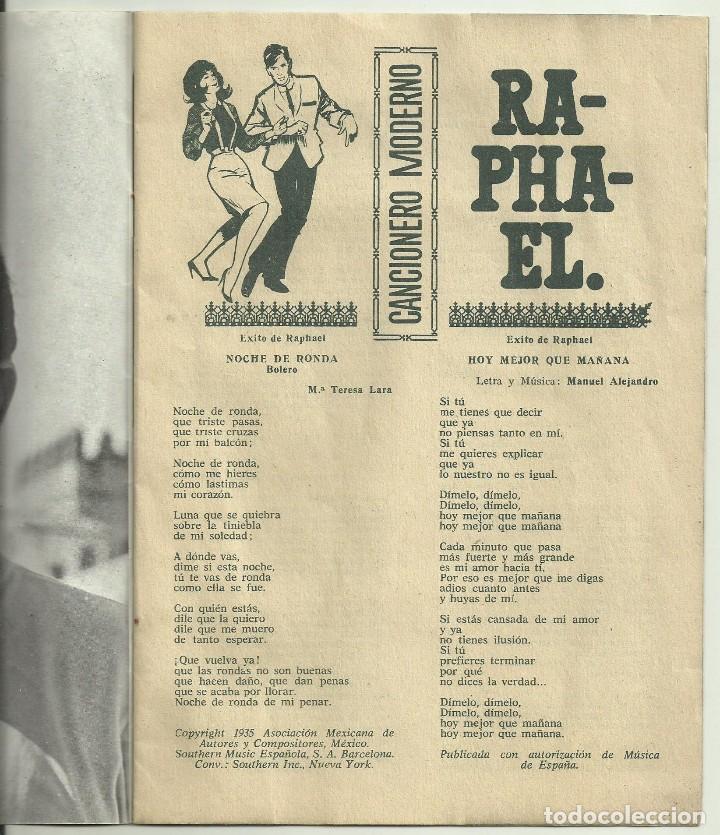 Cat&aacute;logos de m&uacute;sica: RAPHAEL. CANCIONERO MODERNO. EDICIONES ESTE, 1965 - Foto 3