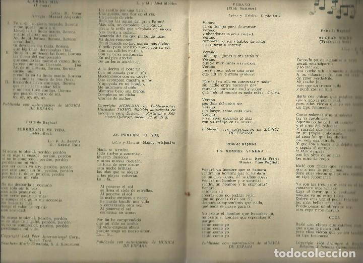 Cat&aacute;logos de m&uacute;sica: RAPHAEL. CANCIONERO MODERNO. EDICIONES ESTE, 1965 - Foto 4