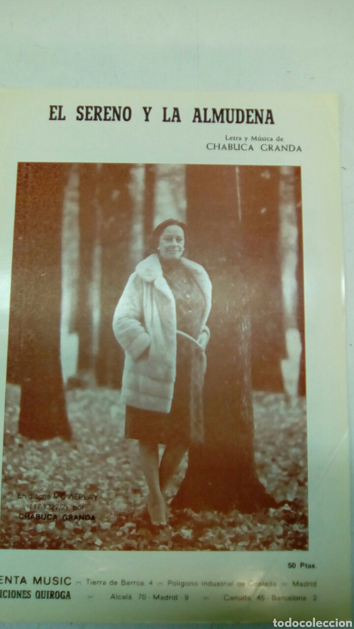 Cat&aacute;logos de M&uacute;sica: PARTITURA EL SERENO Y LA ALMUDENA CHABUCA GRANDA