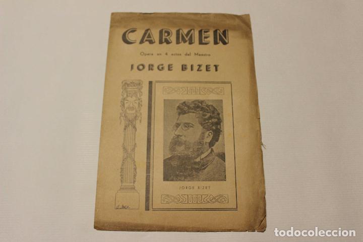 Cat&aacute;logos de M&uacute;sica: Opera en 4 Actos. Carmen por el Maestro Jorge Bizet Programa de teatro. 1900