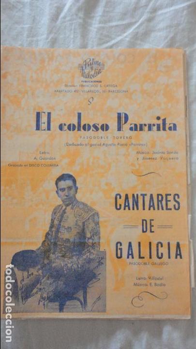 Cat&aacute;logos de M&uacute;sica: EL COLOSO PARRITA.PASODOBLE TORERO.JACINTO BANDA.CANTARES DE GALICIA.VILLASUIL.RITMO Y MELODIA.1948