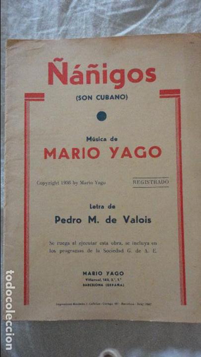 Cat&aacute;logos de M&uacute;sica: &Ntilde;A&Ntilde;IGOS.SON CUBANO.MUSICA MARIO YAGO.PEDRO VALOIS.BARCELONA. 1936