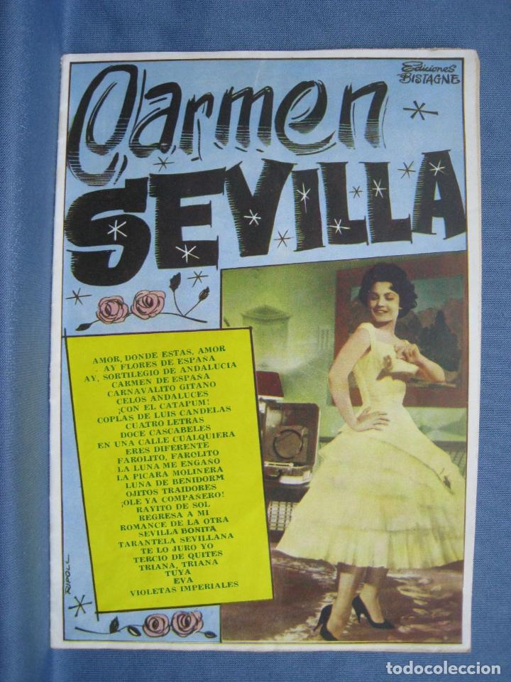 Cat&aacute;logos de M&uacute;sica: CARMEN SEVILLA. BISTAGNE. CANCIONERO