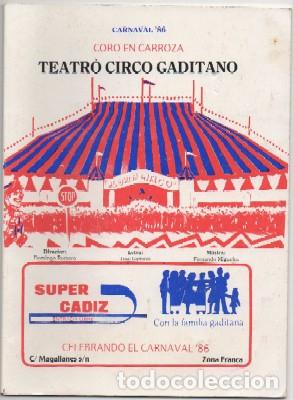 Cat&aacute;logos de M&uacute;sica: CARNAVAL DE CADIZ 1986. CORO TEATRO CIRCO GADITANO   A-C-1960