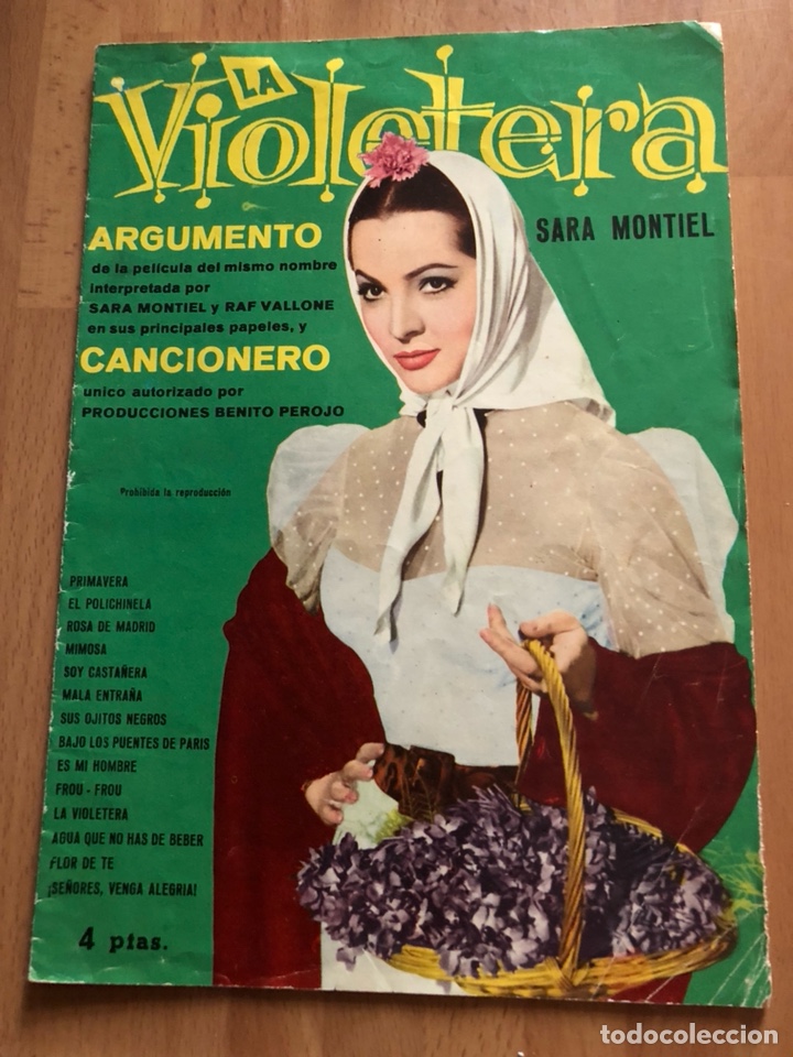 Cat&aacute;logos de M&uacute;sica: Cancionero argumento la violetera sara sarita Montiel