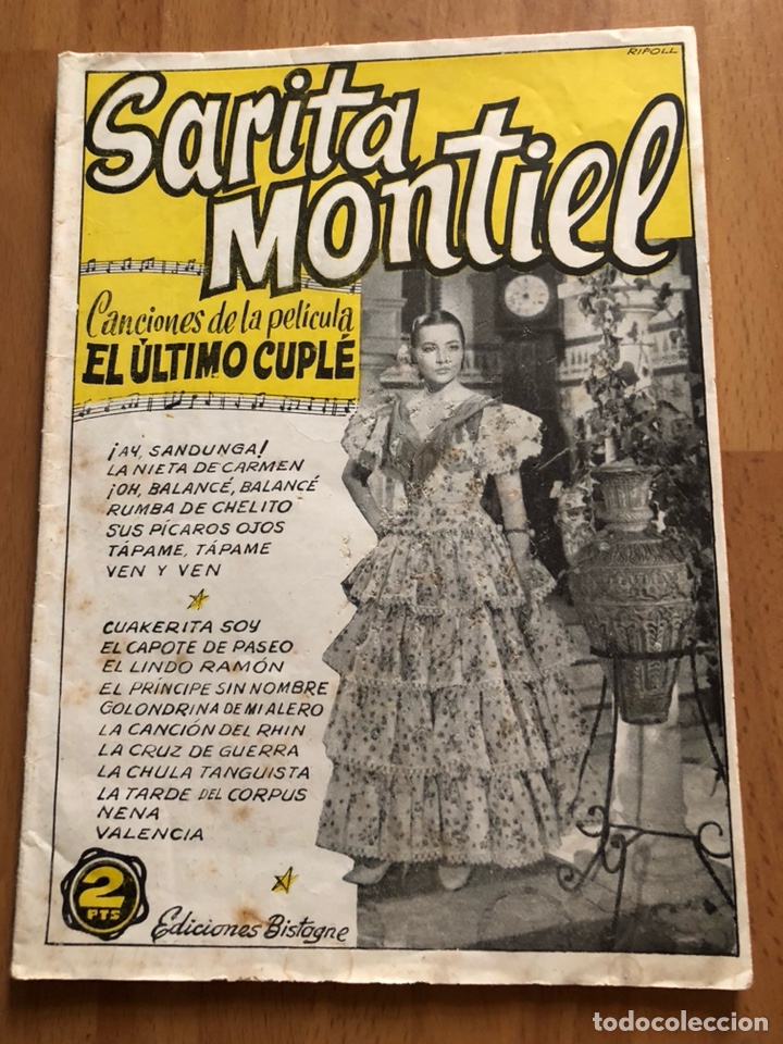 Cat&aacute;logos de M&uacute;sica: Sara sarita Montiel cancionero de el &uacute;ltimo cuple.ediciones bistagne