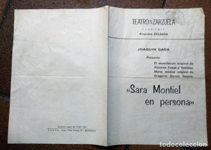 Cat&aacute;logos de M&uacute;sica: Teatro de la Zarzuela Joaquin Gasa, Sara Montiel en persona. Programa.