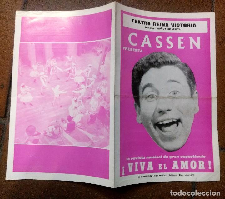 Catalogues de Musique: Programa Teatro Reina Victoria Cassen en viva el amor, Vera Sander&acute;s Gisa Geert. etc.