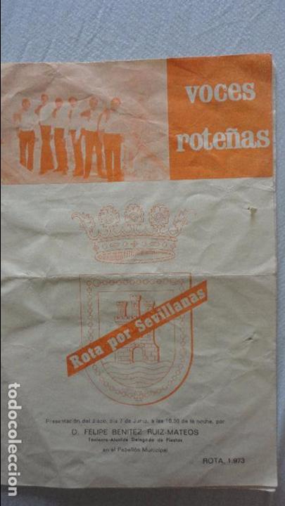 Cat&aacute;logos de M&uacute;sica: ANTIGUO FOLLETO PRESENTACION DE DISCO.VOCES ROTE&Ntilde;AS.ROTA POR SEVILLANAS.ROTA 1973