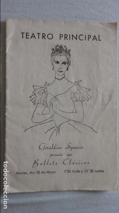 Cat&aacute;logos de M&uacute;sica: ANTIGUO PROGRAMA.TEATRO PRINCIPAL.BALLET CLASICOS.GERALDINE SPENCER.A&Ntilde;OS 50,60