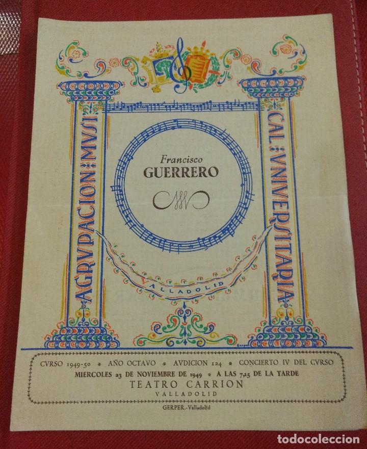 Cat&aacute;logos de M&uacute;sica: Programa concierto Agrupaci&oacute;n universitaria Cal Valladolid Francisco Guerrero Compositor Sevilla
