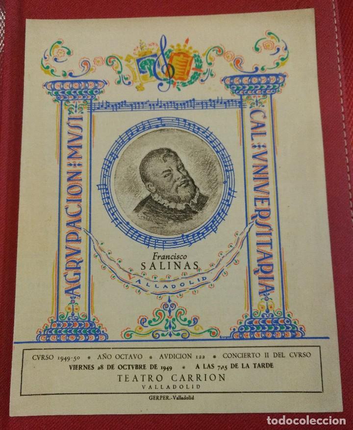 Catalogues de Musique: Programa concierto Agrupaci&oacute;n universitaria Cal Valladolid Francisco Salinas (Burgos).