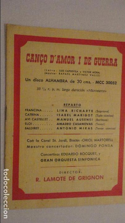 Cat&aacute;logos de M&uacute;sica: CAN&Ccedil;O D' AMOR I GUERRA.EDUARDO BOCQUET.CORAL ST.JORDI.LAMOTE DE GRIGNON.LINA RICHATE.ISABEL MARIGOT.