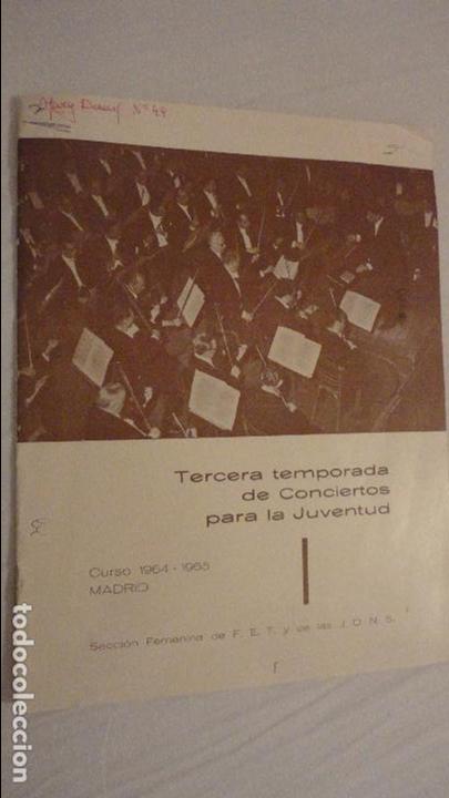 Cat&aacute;logos de M&uacute;sica: TERCERA TEMPORADA CONCIERTOS JUVENTUD.MADRID 1964-65.FET.JONS.ALBERTO BLANCAFORT