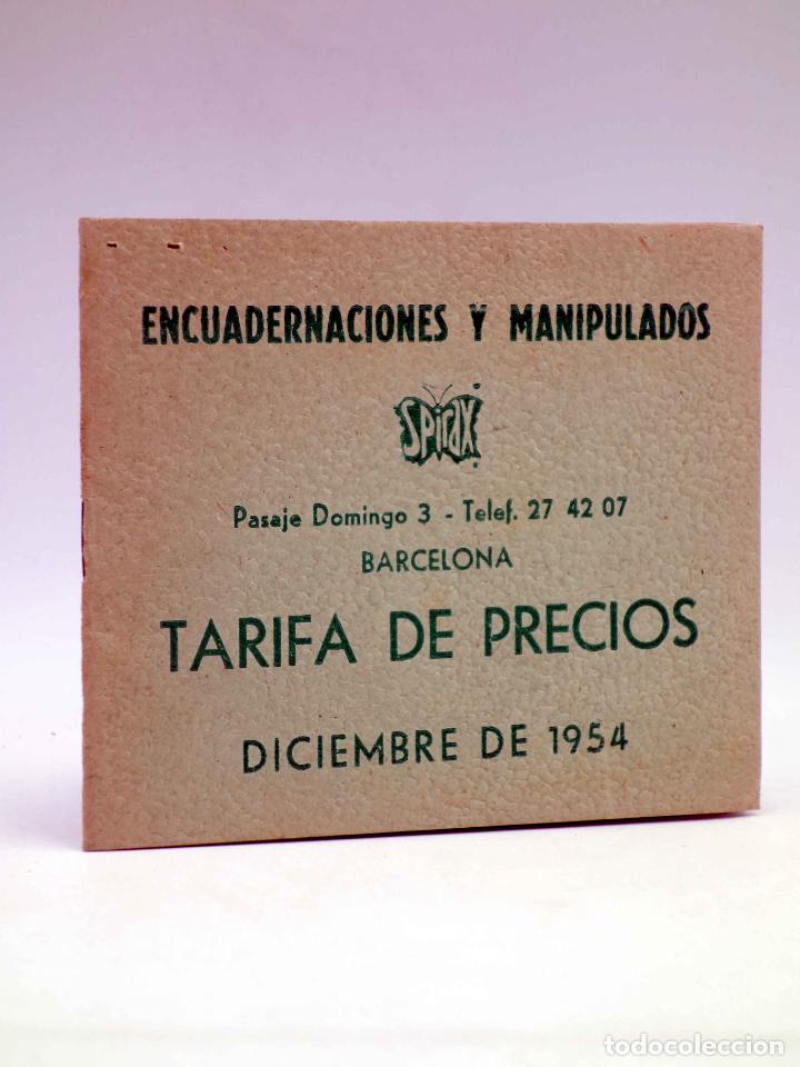 Cat&aacute;logos de M&uacute;sica: ENCUADERNACIONES Y MANIPULADOS SPIRAX. TARIFA DE PRECIOS DICIEMBRE DE 1954. Spirax, 1954