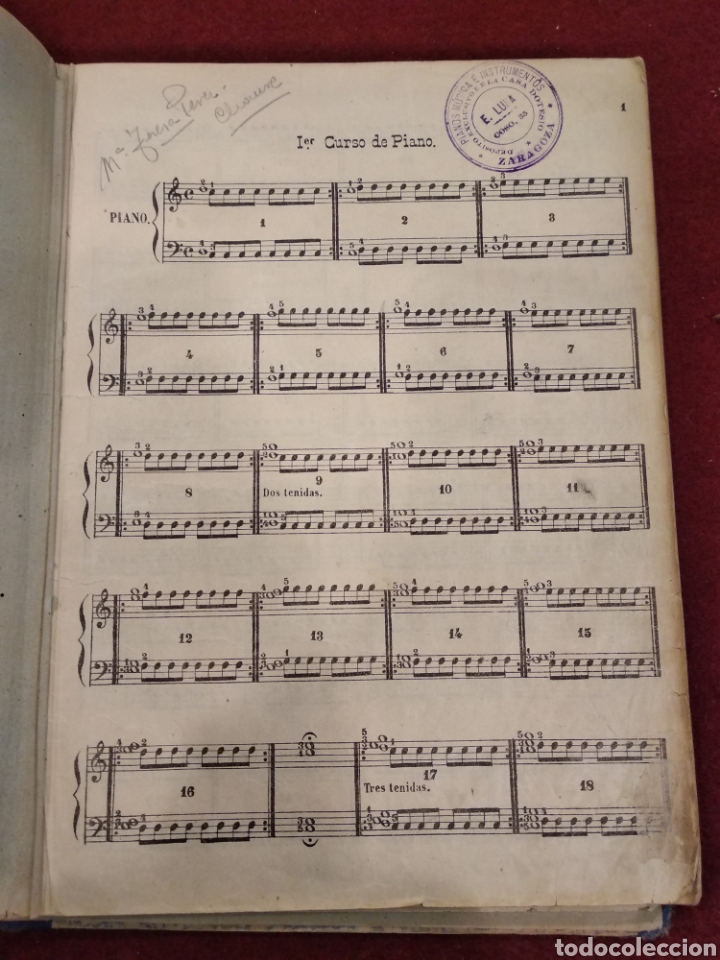 Cat&aacute;logos de M&uacute;sica: Antiguo libro , 1er curso de piano.