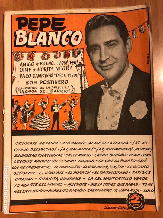 Cat&aacute;logos de M&uacute;sica: Cancionero Pepe blanco.la chica del barrio.ediciones bistagne
