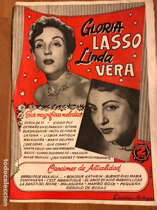 Cat&aacute;logos de M&uacute;sica: Cancionero gloria lasso linda vera.ediciones bistagne