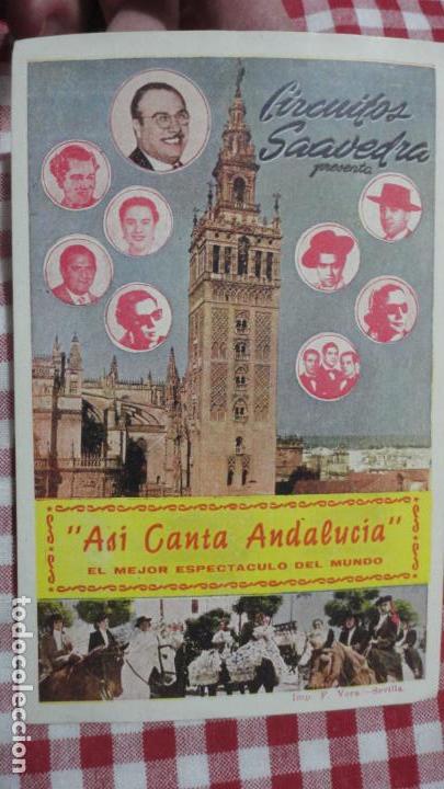 Catalogues de Musique: ASI CANTA ANDALUCIA.PALACIO ERISANA.LUCENA.PEPE MARCHENA.PEPE PINTO.NI&Ntilde;A ANTEQUERA 1957