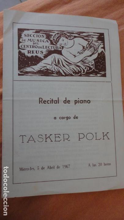 Cat&aacute;logos de M&uacute;sica: CENTRO LECTURA REUS.PROGRAMA CONCIERTO PIANO TASKER POLK 1967