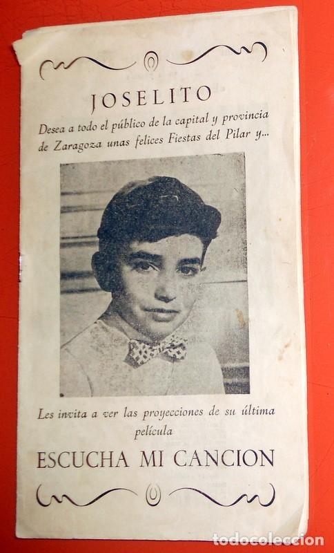 Cat&aacute;logos de M&uacute;sica: PROGRAMA ANTIGUO CINE ESCUCHA MI CANCION JOSELITO ESPECIAL FIESTAS DEL PILAR ZARAGOZA - CANCIONERO