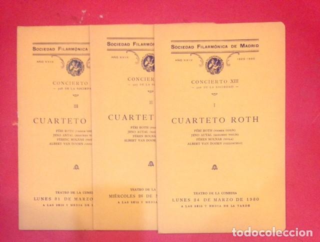 Cat&aacute;logos de M&uacute;sica: SOCIEDAD FILARMONICA DE MADRID 1930. CUARTETO ROTH, JENO, FEREN, VAN DOORN