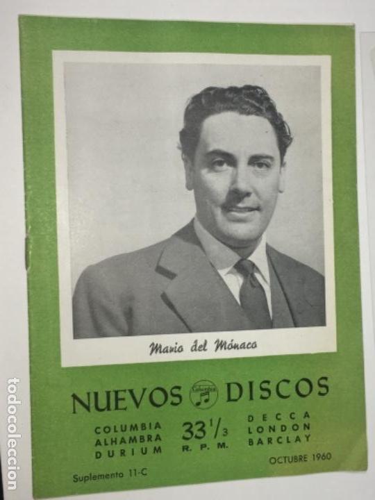 Cat&aacute;logos de m&uacute;sica: Original catalogo disco discos mario del monaco 1960