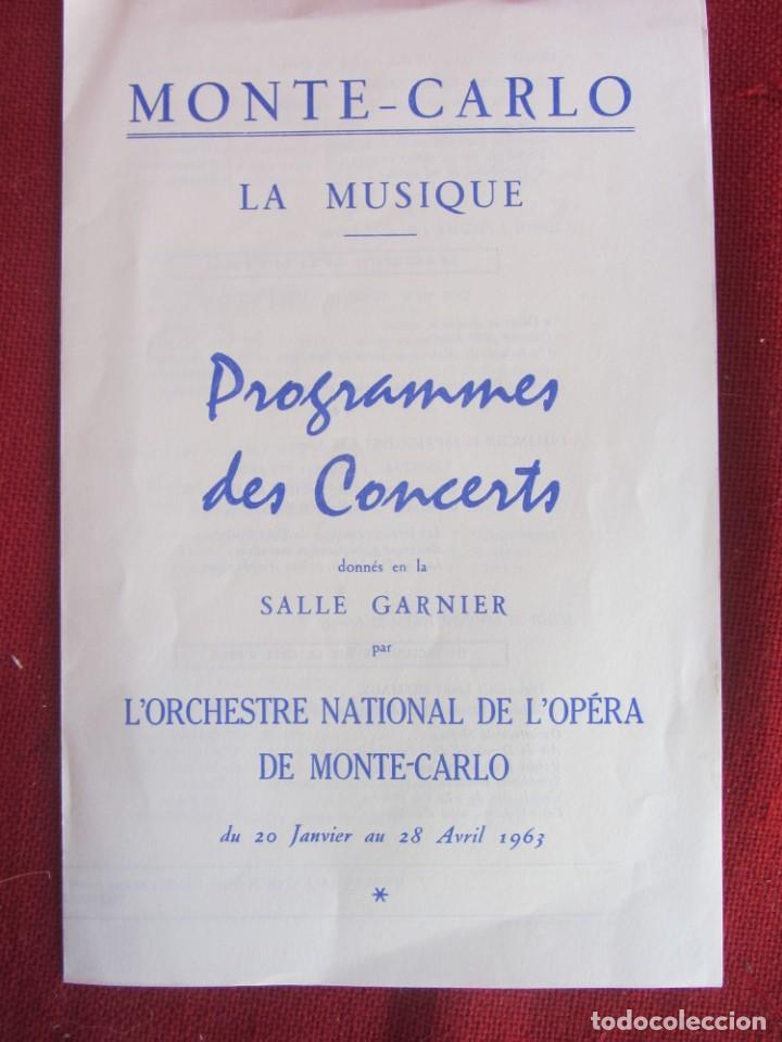 Cat&aacute;logos de M&uacute;sica: MONTE-CARLO LA MUSIQUE PROGRAMMES DES CONCERTS 1963