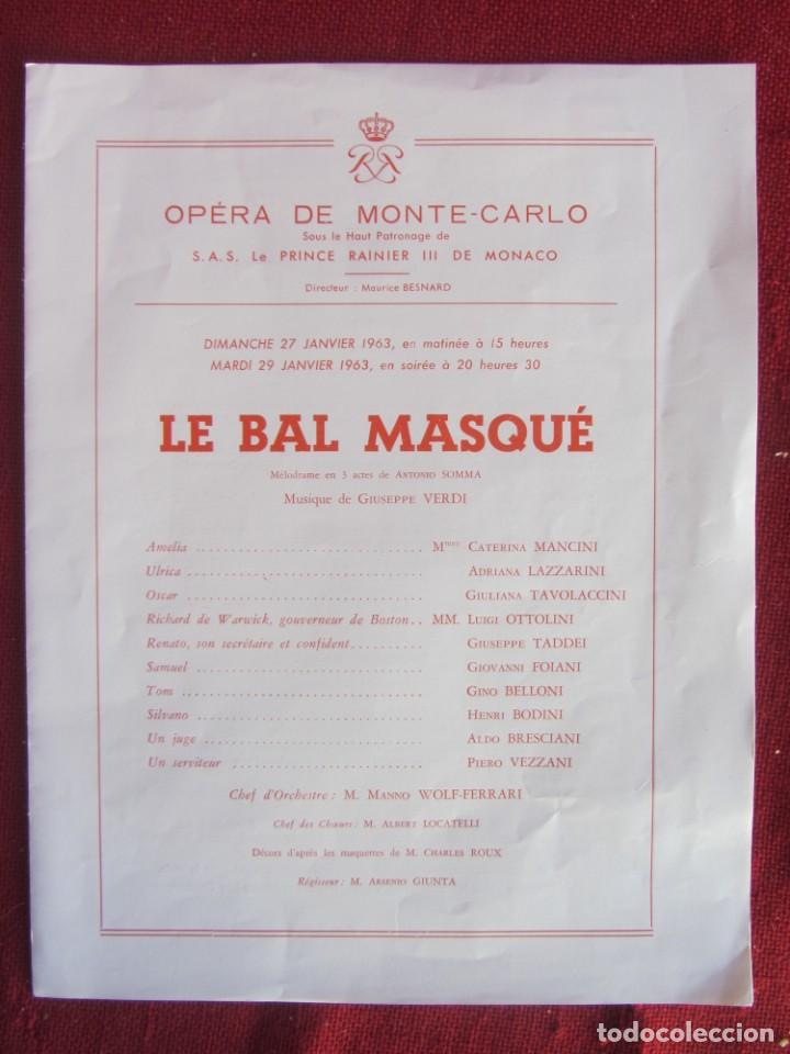 Cat&aacute;logos de M&uacute;sica: OPERA DE MONTE-CARLO. LE BAL MASQU&Eacute; 1963