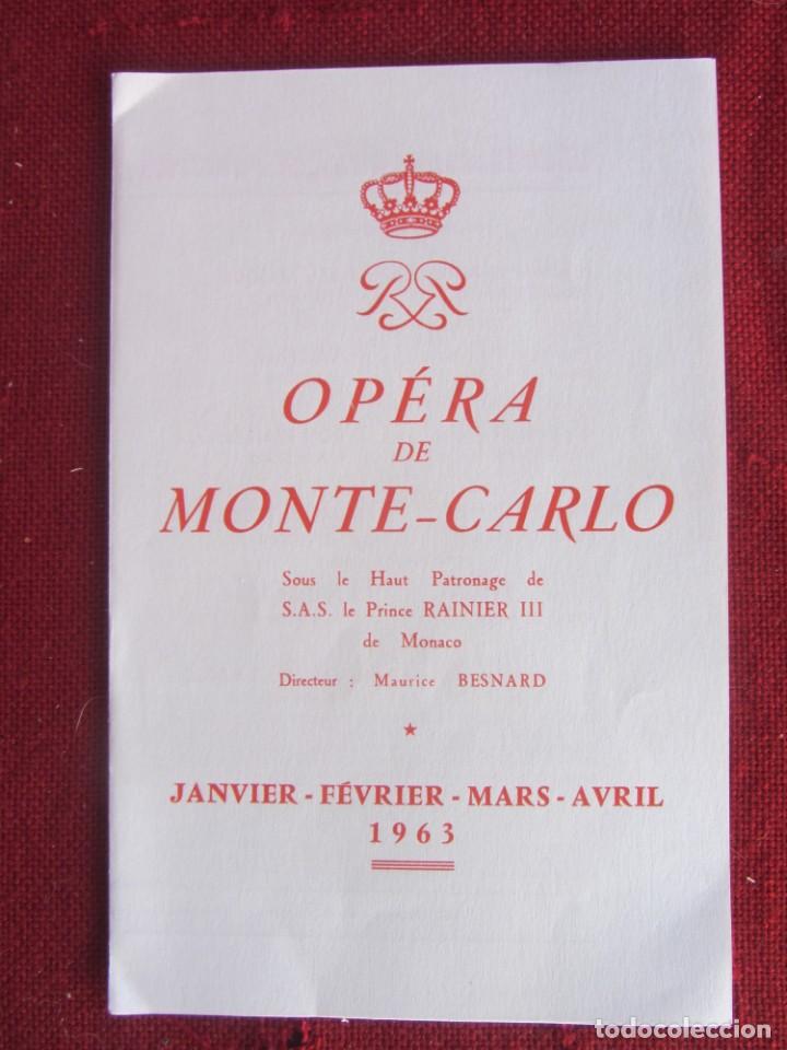 Cat&aacute;logos de M&uacute;sica: OPERA DE MONTE-CARLO. PROGRAMA 1963