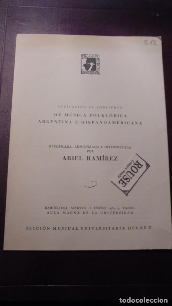 Cat&aacute;logos de M&uacute;sica: PROGRAMA DE MUSICA FOLKL&Oacute;RICA ARGENTINA E HISPANOANERICANA INTERPRETADA POR ARIEL RAMIREZ BARCELONA