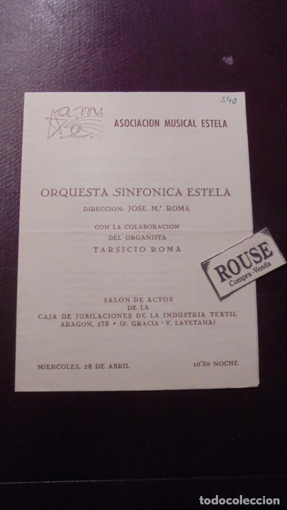 Cat&aacute;logos de M&uacute;sica: PROGRAMA MUSICA , ASOCIACION MUSICAL ESTELA , ORQUESTA SINFONICA ESTELA DIREC. JOSE M&ordf; ROCA CON LA