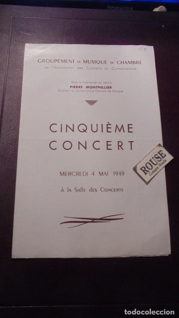 Cat&aacute;logos de M&uacute;sica: PROGRAMA DE MUSICA GROUPEMENT DE MUSIQUE DE CHAMBRE PIERRE MONTPELLIER . CINQUI&Eacute;ME CONCECERT . MERCR
