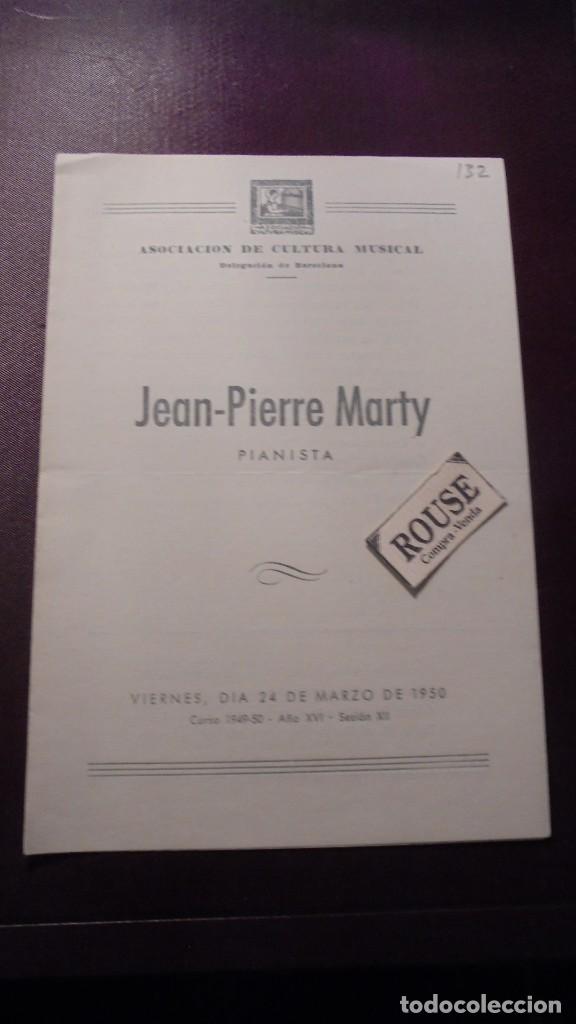Cat&aacute;logos de M&uacute;sica: PROGRAMA DE MUSICA - JEAN-PIERRE MARTY pianista - ASOCIACION DE CULTURA MUSICAL VIERNES 2 DE MARZO