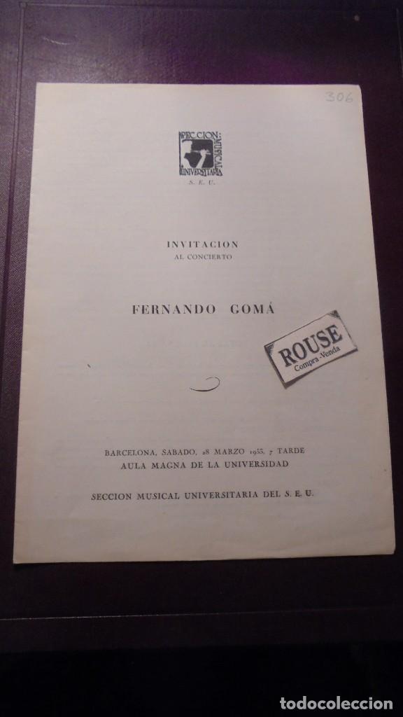 Cat&aacute;logos de M&uacute;sica: PROGRAMA DE MUSICA - CONCIERTO FERNANDO GOM&Aacute; - SECCION MUSICAL UNIVERSITARIA