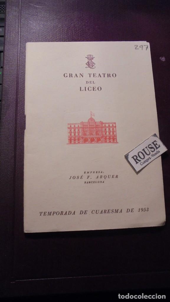 Cat&aacute;logos de M&uacute;sica: PROGRAMA - GRAN TEATRO DEL LICEO - TEMPORADA DE CUARESMA 1953, 1 DE MARZO 1953 PRIMER CONCIERTO HOME