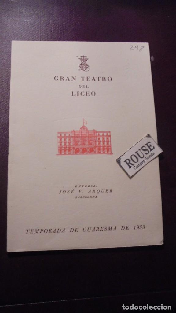 Cat&aacute;logos de M&uacute;sica: PROGRAMA - GRAN TEATRO DEL LICEO - TEMPORADA DE CUARESMA 1953, 6 DE MARZO 1953 SEGUNDO CONCIERTO