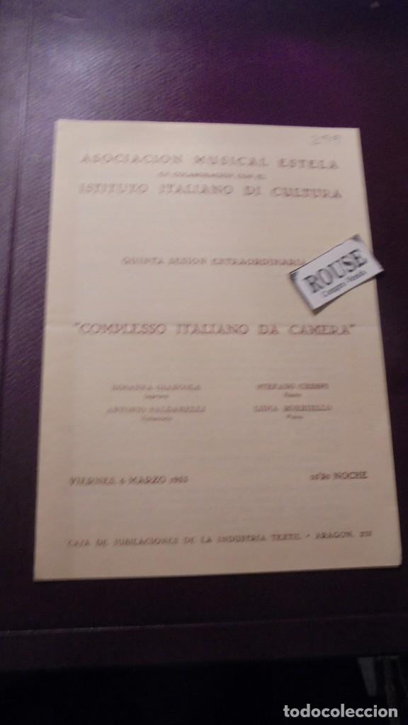 Cat&aacute;logos de M&uacute;sica: PROGRAMA DE MUSICA - ASOCIACION MUSICAL ESTELA , INSTITUTO ITALIANODE CULTURA ''COMPLESSO ITALIANO D