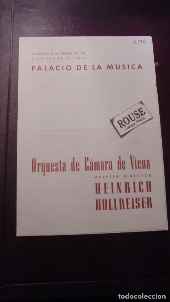 Cat&aacute;logos de M&uacute;sica: PROGRAMA DE MUSICA - ORQUESTA DE CAMARA DE VIENA - MAESTRO DIRECTOR HENRICH HOLLREISER 22 FEBRERO