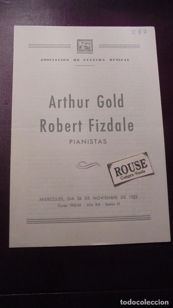 Cat&aacute;logos de M&uacute;sica: PROGRAMA DE MUSICA - ARTHUR GOLD - ROBERT FIZDALE . pianistas - asociacion de cultura musical