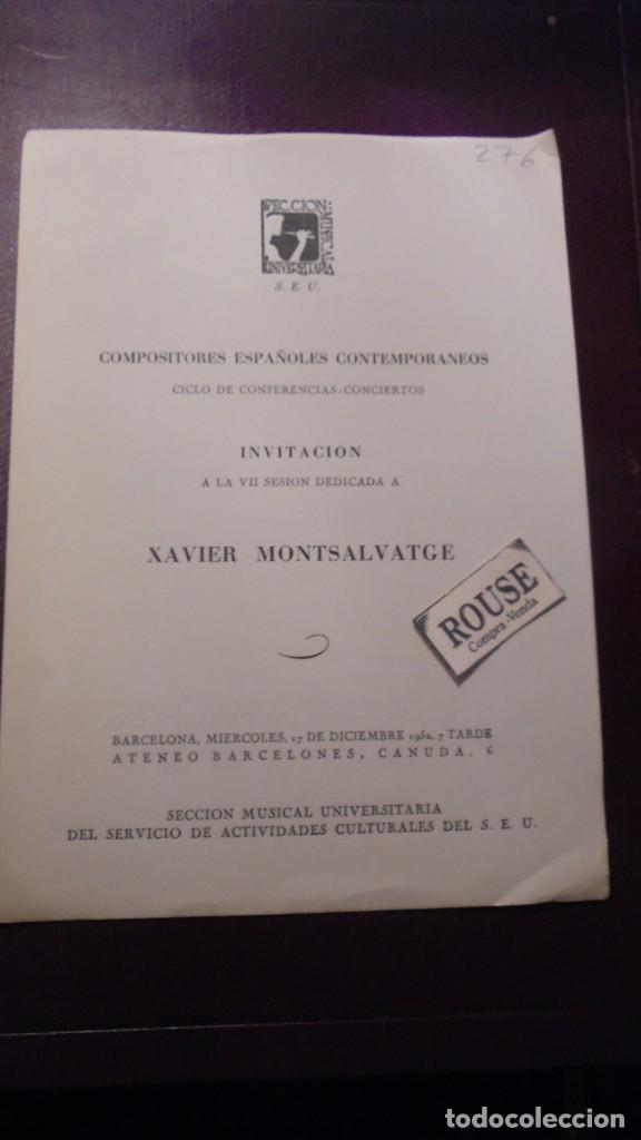 Cat&aacute;logos de M&uacute;sica: PROGRAMA DE MUSICA - COMPOSITORES ESPA&Ntilde;OLES CONTEMPORANEOS - CONFERENCIA -CONCIERTO XAVIER MONTSALVA